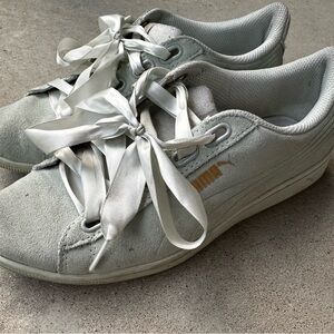 Puma Women's Pale Powder Blue Sneakers with Satin Laces